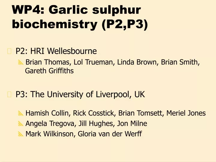 wp4 garlic sulphur biochemistry p2 p3