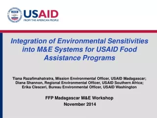 Integration of Environmental Sensitivities into M&amp;E Systems for USAID Food Assistance Programs