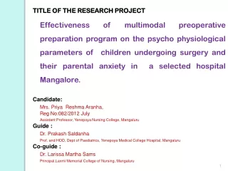 TITLE OF THE RESEARCH PROJECT