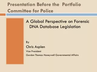 Presentation Before the  Portfolio Committee for Police