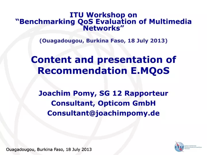 content and presentation of recommendation e mqos