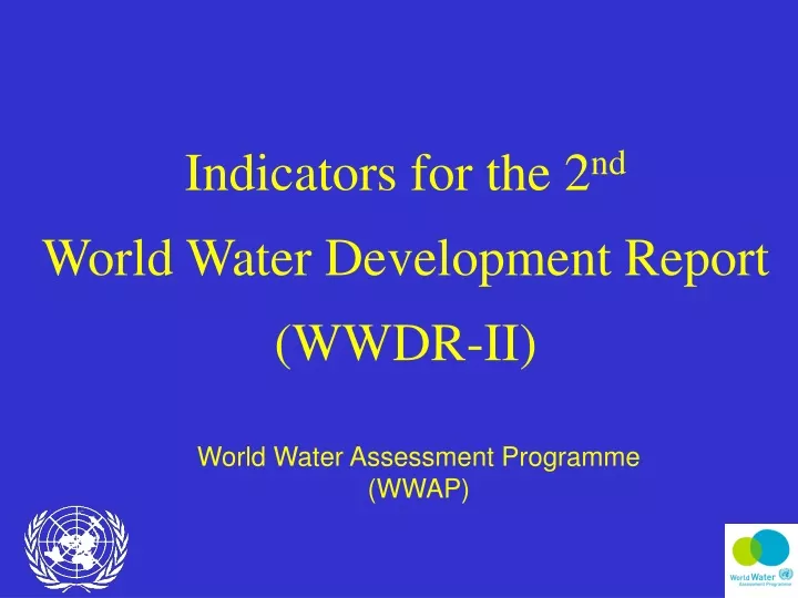 indicators for the 2 nd world water development report wwdr ii