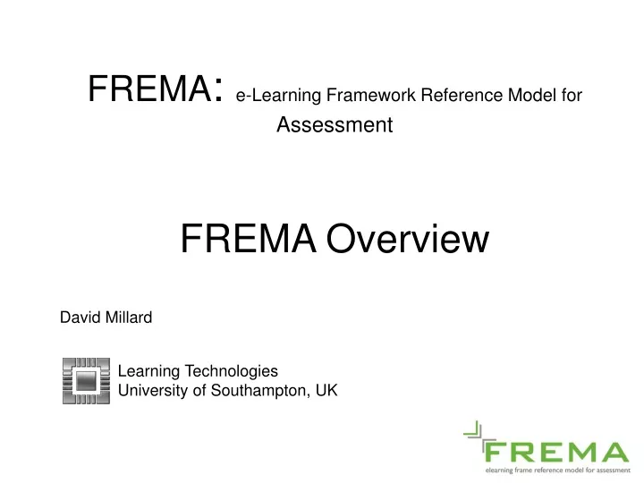 frema e learning framework reference model for assessment frema overview