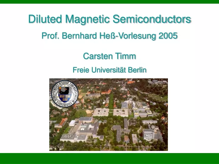 diluted magnetic semiconductors prof bernhard
