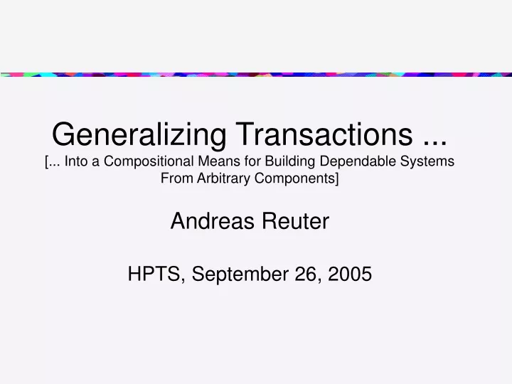 generalizing transactions into a compositional