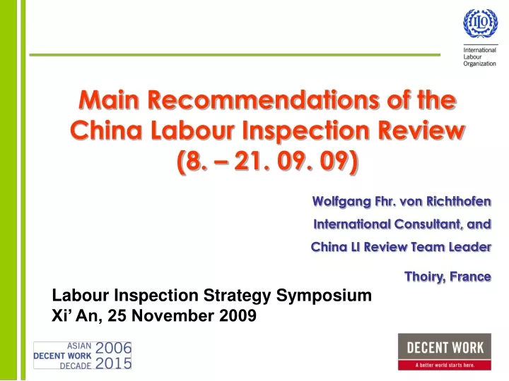 main recommendations of the china labour