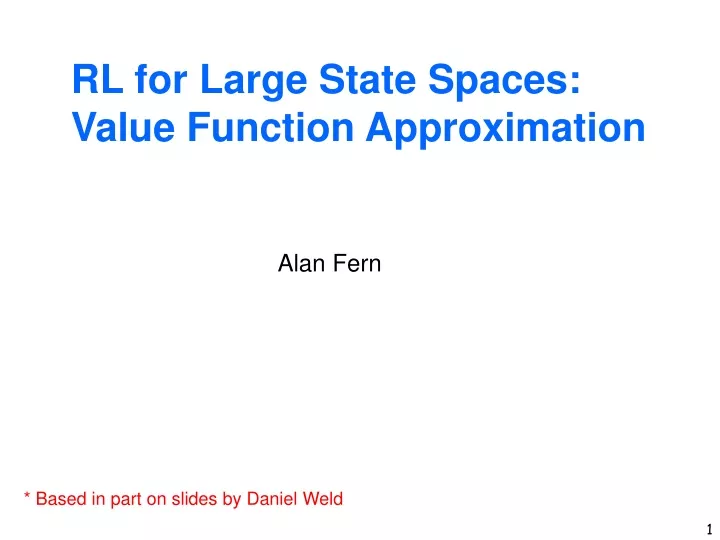 rl for large state spaces value function