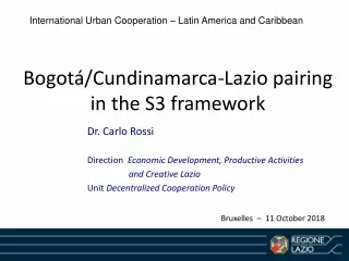 Bogotá/Cundinamarca-Lazio pairing in the S3 framework