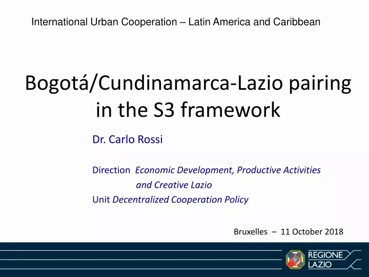 bogot cundinamarca lazio pairing in the s3 framework