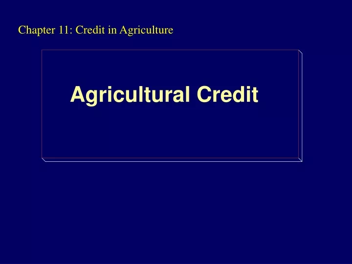 chapter 11 credit in agriculture