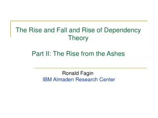 The Rise and Fall and Rise of Dependency Theory Part II: The Rise from the Ashes