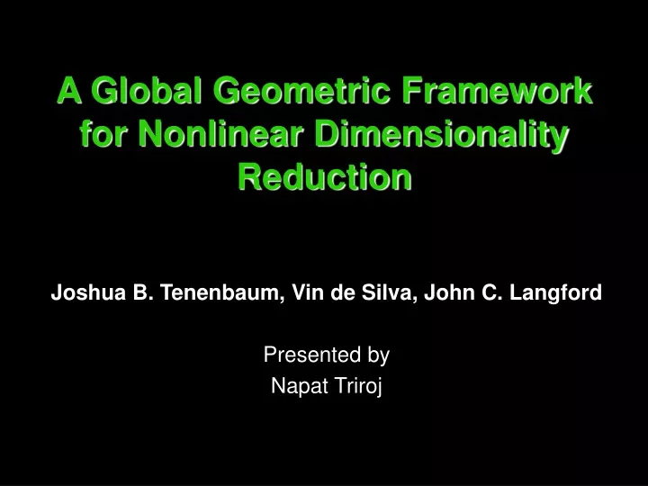 a global geometric framework for nonlinear dimensionality reduction