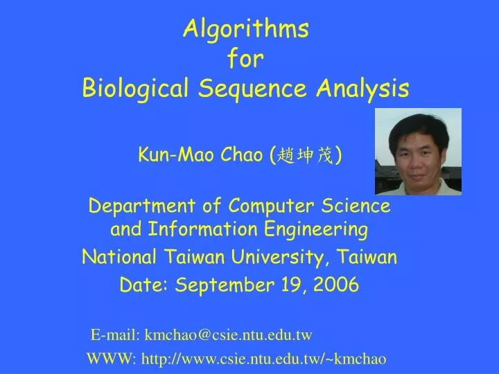 algorithms for biological sequence analysis