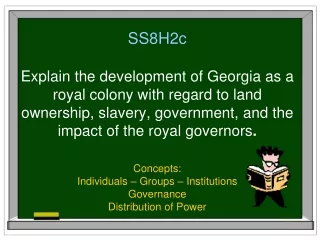 Concepts: Individuals – Groups – Institutions Governance Distribution of Power