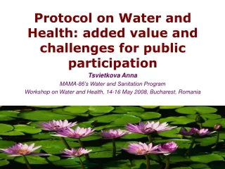 Protocol on Water and Health: added value and challenges for public participation