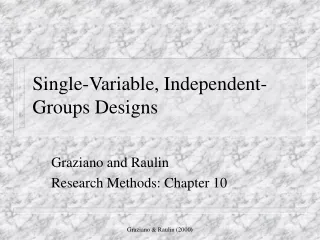 Single-Variable, Independent-Groups Designs