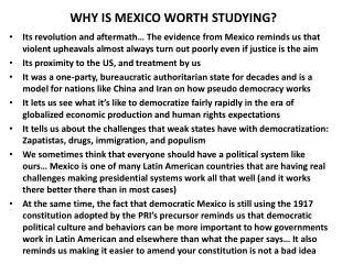 WHY IS MEXICO WORTH STUDYING?