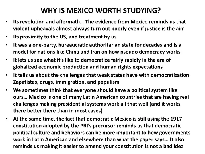 why is mexico worth studying