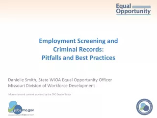 Employment Screening and Criminal Records: Pitfalls and Best Practices
