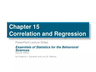 Chapter 15 Correlation  and Regression