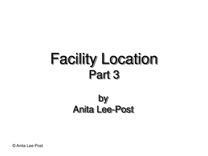 facility location part 3