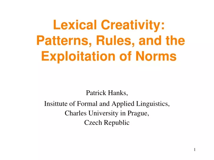 lexical creativity patterns rules and the exploitation of norms