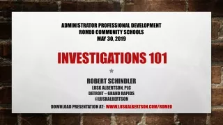 Investigations 101