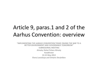 Article 9, paras.1 and 2 of the Aarhus Convention: overview