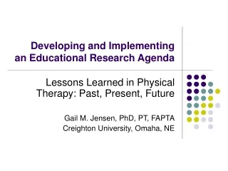Developing and Implementing  an Educational Research Agenda