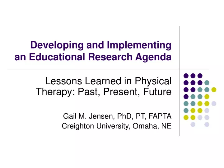 developing and implementing an educational research agenda