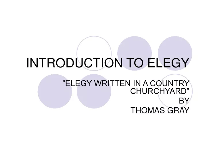 introduction to elegy
