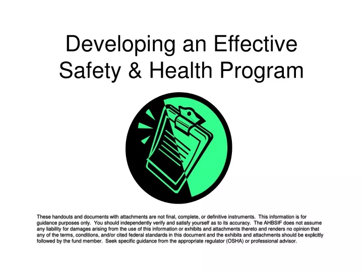 developing an effective safety health program