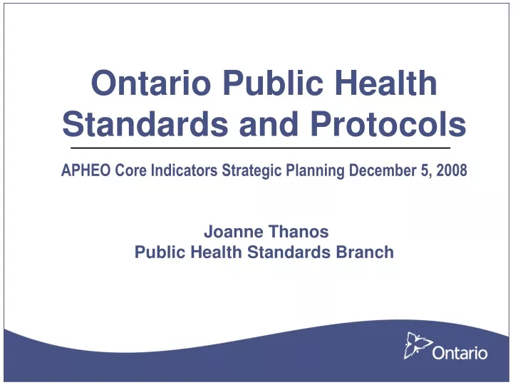 ontario public health standards and protocols