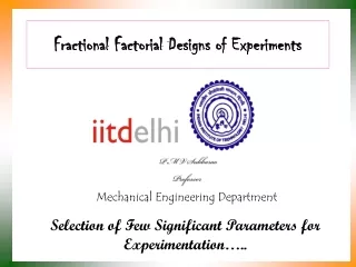 Fractional Factorial Designs of Experiments
