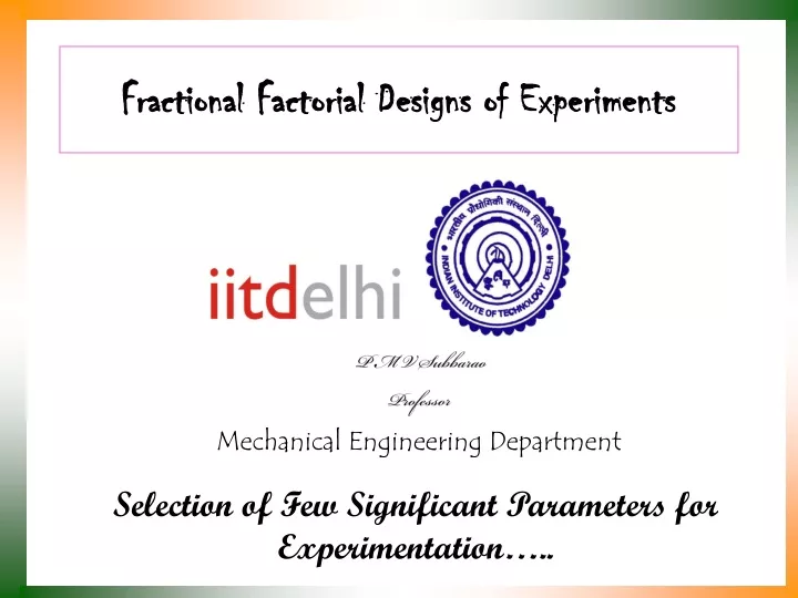 fractional factorial designs of experiments