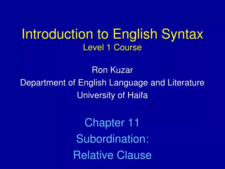 introduction to english syntax level 1 course