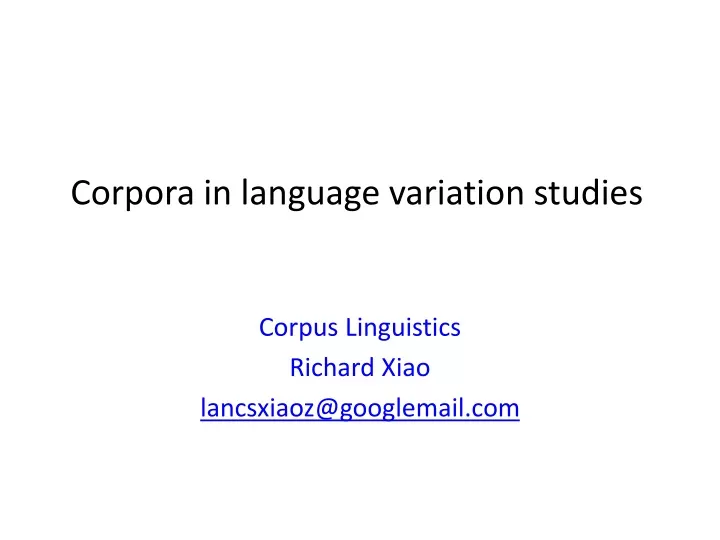 corpora in language variation studies