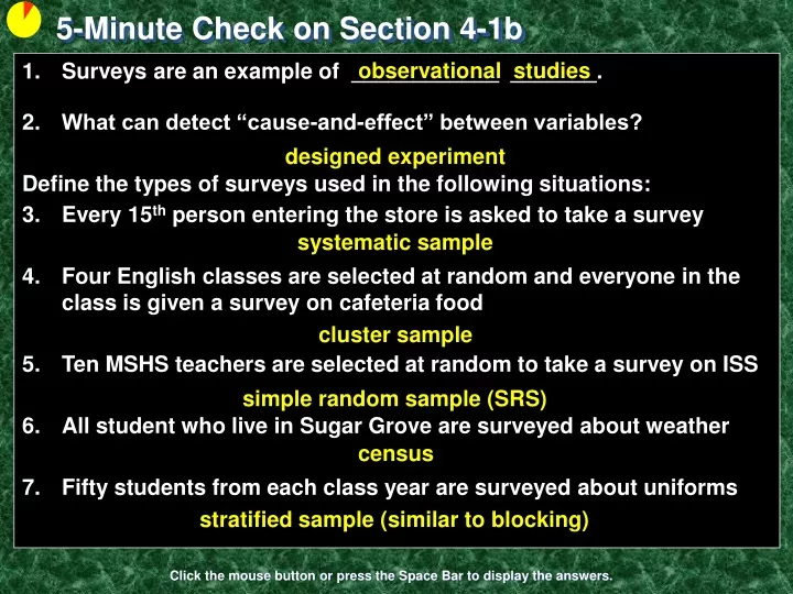5 minute check on section 4 1b