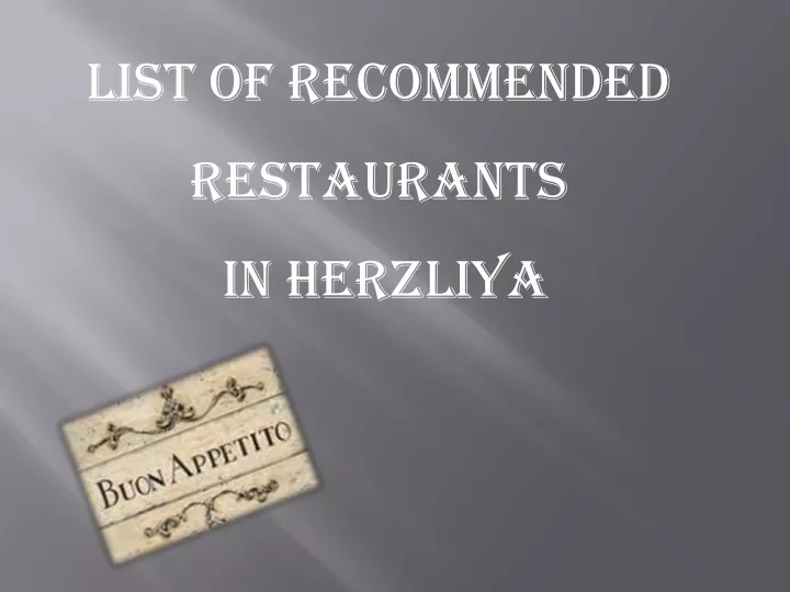 list of recommended restaurants in herzliya