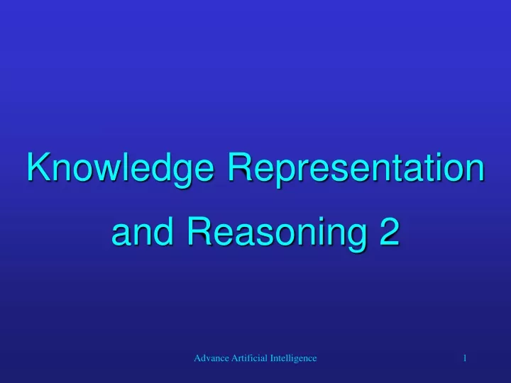 knowledge representation and reasoning 2