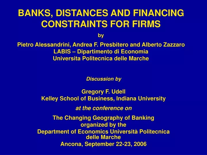 banks distances and financing constraints