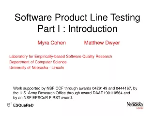 Software Product Line Testing Part I : Introduction