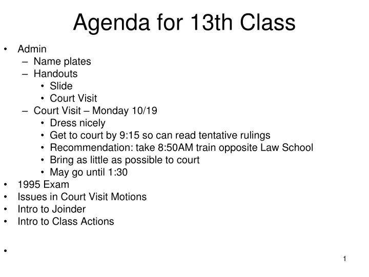 agenda for 13th class