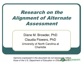 Research on the Alignment of Alternate Assessment