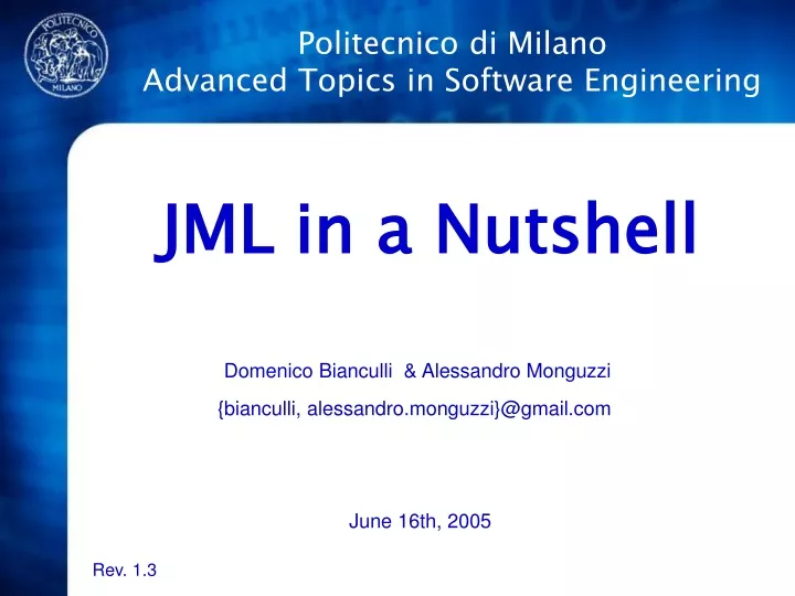 politecnico di milano advanced topics in software engineering