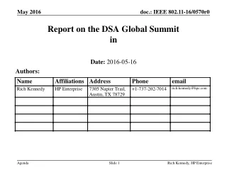 Report on the DSA Global Summit in
