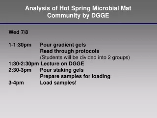 Analysis of Hot Spring Microbial Mat  Community by DGGE