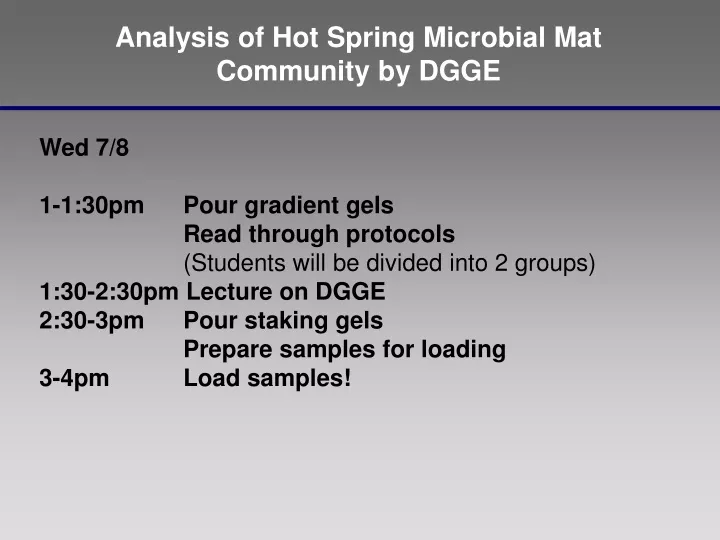 analysis of hot spring microbial mat community