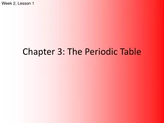 Chapter 3: The Periodic Table