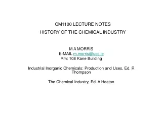 CM1100 LECTURE NOTES HISTORY OF THE CHEMICAL INDUSTRY